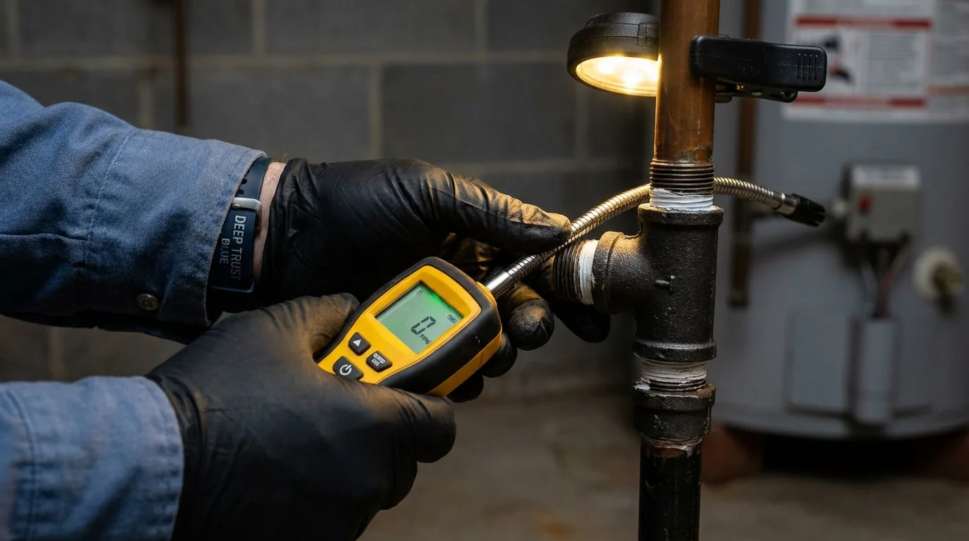 Gas leak detection with electronic sniffer by Johns Plumbing LLC in Thomaston