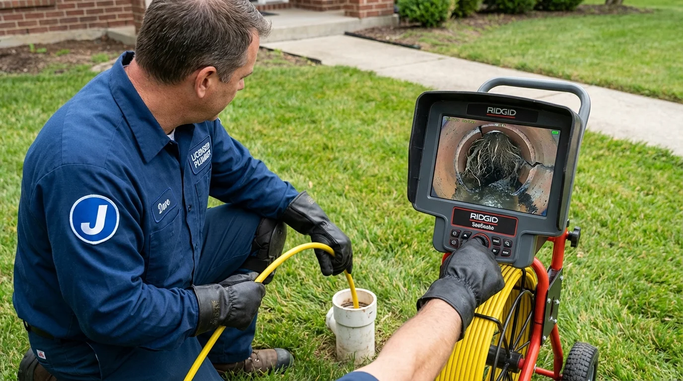 Sewer camera inspection being performed by Johns Plumbing LLC in Thomaston